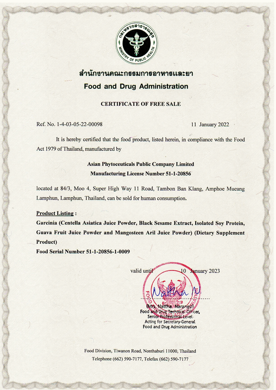 certificate garcinia